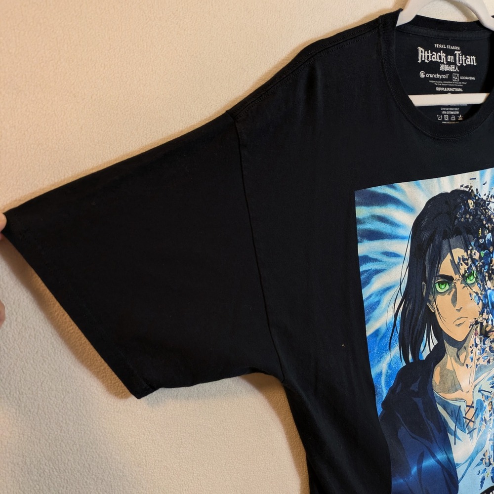 Attack on Titan T-Shirt XL Eren Yeager Final Season Black Anime Graphic Tee - Picture 8 of 8